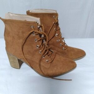 Chase & Chloe Roy Tan Suede Lace Up Boots Size 7